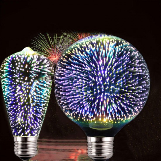 E27 3D Pure White Creative LED Fireworks Decorative Light Bulb Screw Chandelier AC85-265V