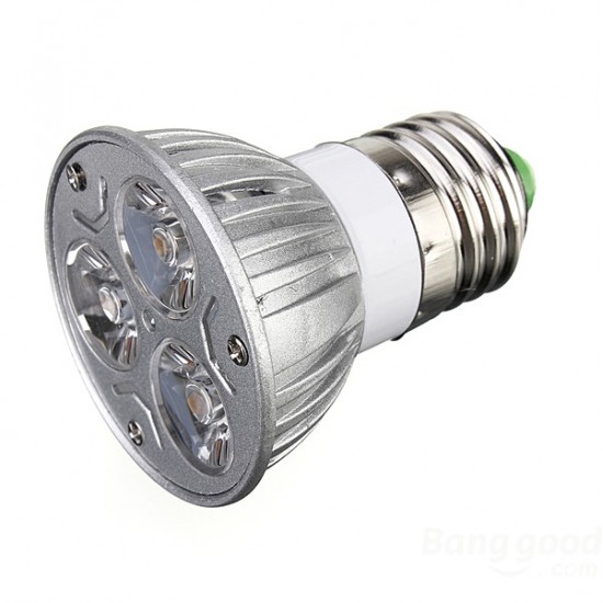 E27 3W AC 220V 3 LEDs Red/Yellow/Blue/Green LED Spot Lightt Bulbs