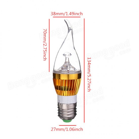 E27 3W AC85-265V White/Warm White Golden Cover LED Candle Light Bulb E27 3W AC85-265V White/Warm White Golden Cover LED Candle Light Bulb