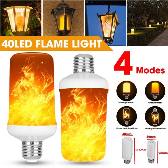 E27 3W LED Flame Effect Fire Light Bulb Gravity Sensor Lamp Party Home Decoration AC85-265V