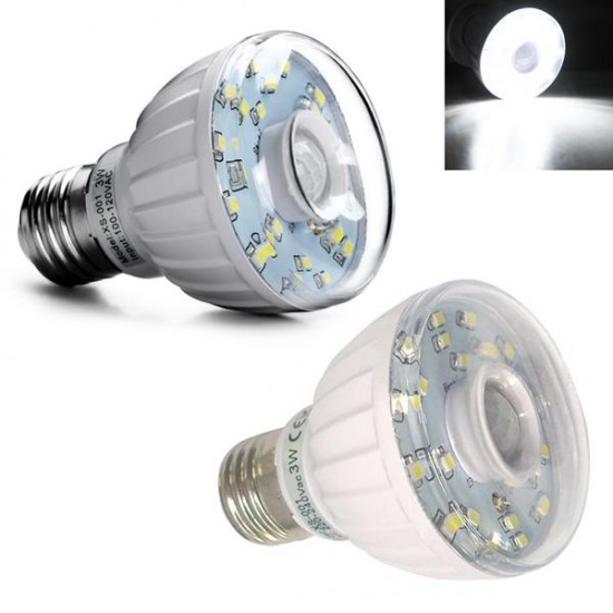 E27 3W SMD3528 Pure White Infrared Sensor LED Light Bulb for Porch AC100-120V/AC220-240V E27 3W SMD3528 Pure White Infrared Sensor LED Light Bulb for Porch AC100-120V/AC220-240V