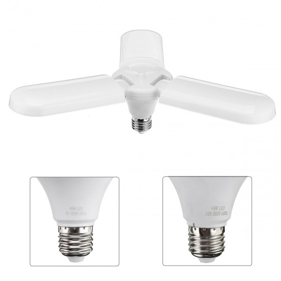 E27 45W Foldable LED Light Bulb Deformable Ceiling Fixture Workshop Garage Lamp AC85-265V AC165-265V