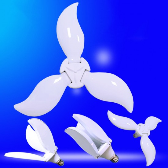 E27 45W LED Bulb Foldable Ceiling Fan Blade Lamp Home Energy Saving Lighting AC85-265V