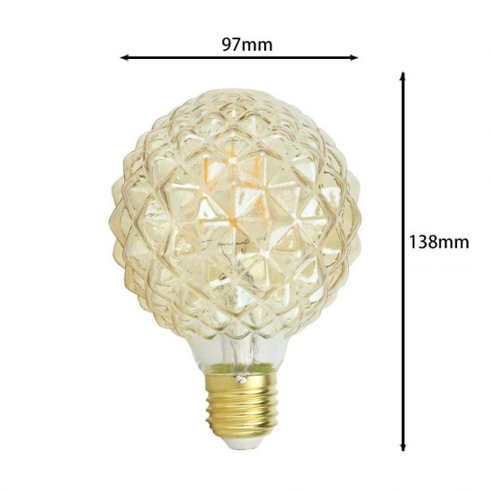 E27 4W G95 Pineapple Gold Glass Non-Dimmable Warm White Edison Retro LED Light Bulb AC220-240V