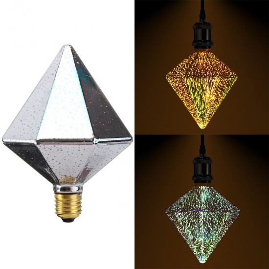 E27 4W Polyhedron LED Retro Edison Decor Glass Bulb Light Lamp AC85-265V