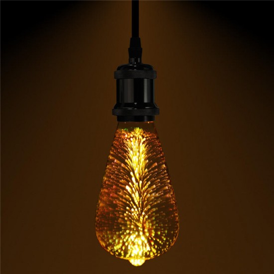 E27 4W ST64 3D Fireworks LED Retro Edison Glass Bulb Light Lamp AC85-265V