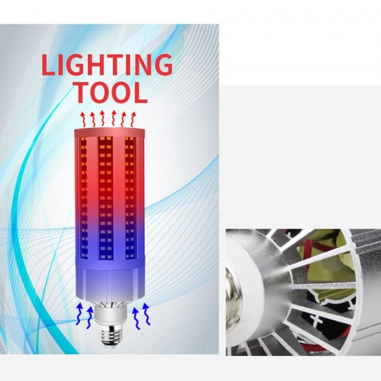 E27 54W Without Lamp Cover Fan Cooling 296 LED Corn Light Bulb for Store Home Factory AC100-277V