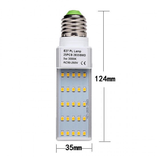 E27 5W 420-450LM White/Warm White 25 2835 SMD LED Plug Light 90-260V