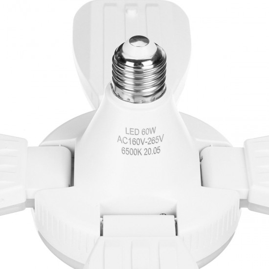 E27 60W LED Garage Light Bulb2835SMD Four-Leaves Deformable Ceiling Workshop Lamp AC165-265V