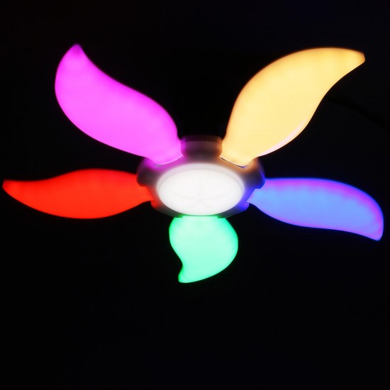 E27 90W Foldable Colorful LED Light Bulb 5-Leaf Angle Adjustable Deformable Garage Lamp for Indoor AC110-265V