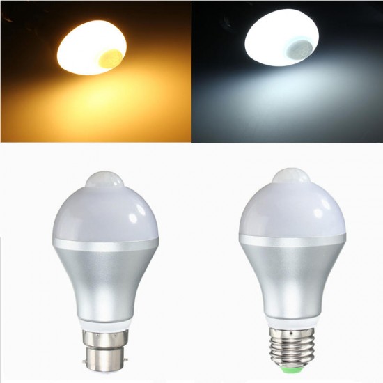 E27 B22 5W Auto PIR Motion Sensor LED Infrared Energy Saving Light Bulb 85-265V