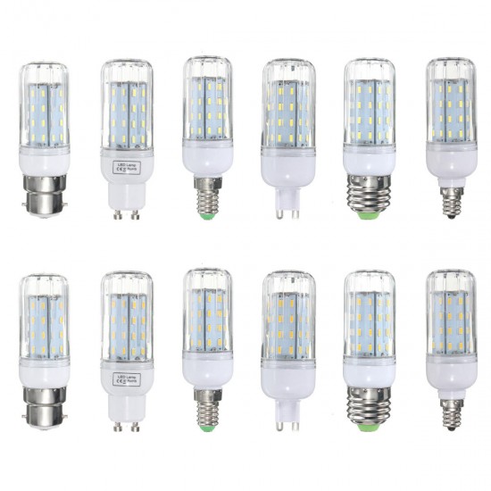 E27 B22 E12 E14 G9 GU10 6W 56 SMD 4014 LED Warm White White Cover Corn Bulb AC 110V