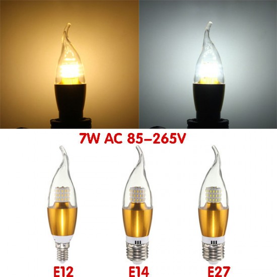 E27 E12 E14 470LM 7W SMD 3014 LED Golden Warm White White Candle Light Lamp Non-Dimmable AC 85-265V