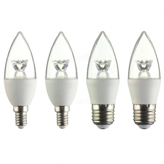 E27 E14 5W C37 LED COB Warm White White Candle Light Lamp Bulb AC 100-240V