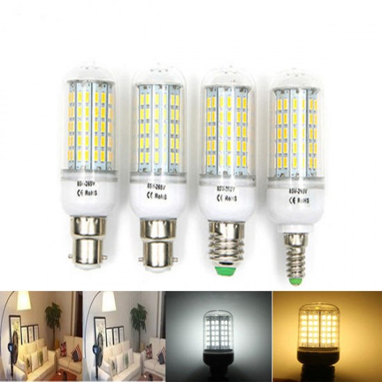 E27 E14 B22 6W SMD5730 90LEDs Corn Light Bulb Pure White Warm White AC85-265V