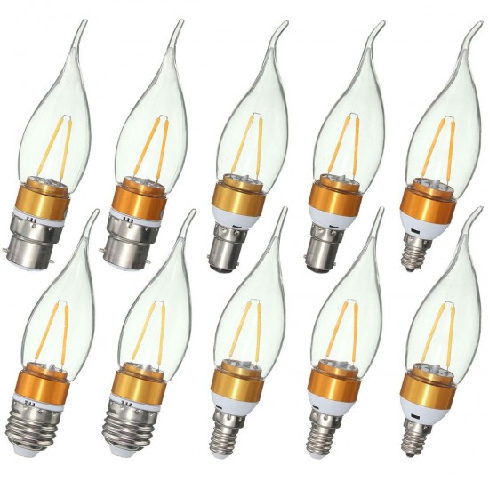 E27 E14 E12 B22 B15 2W 2LEDS LED Plastic&Aluminum Pure White Warm White Filament Light Bulb AC110V