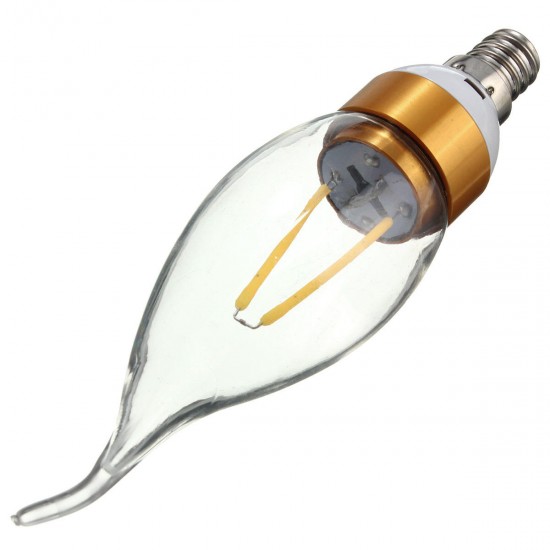 E27 E14 E12 B22 B15 2W 2LEDS LED Plastic&Aluminum Pure White Warm White Filament Light Bulb AC110V
