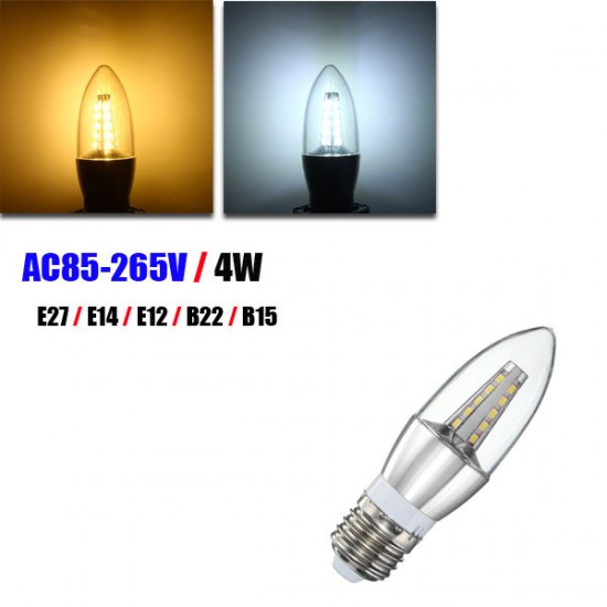 E27 E14 E12 B22 B15 4W 25 SMD 2835 LED Warm White White Candle Light Lamp Bulb AC85-265V