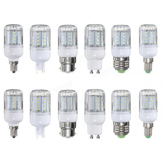 E27 E14 E12 B22 G9 GU10 4W 36 SMD 4014 LED Warm White Pure White Cover Corn Bulb AC220V