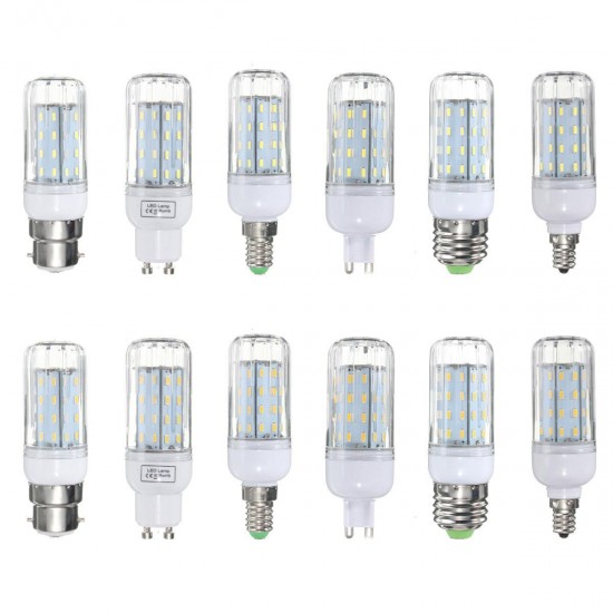 E27 E14 E12 B22 G9 GU10 6W 56 SMD 4014 LED Warm White White Cover Corn Light Lamp Bulb AC 220V