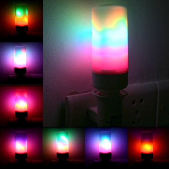 E27 E14 E26 E12 B22 7W Flame Effect 2835SMD 3 Modes LED Rainbow Light Bulb AC85-265V