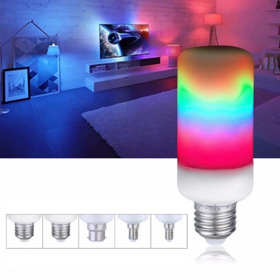 E27 E14 E26 E12 B22 7W Flame Effect 2835SMD 3 Modes LED Rainbow Light Bulb AC85-265V