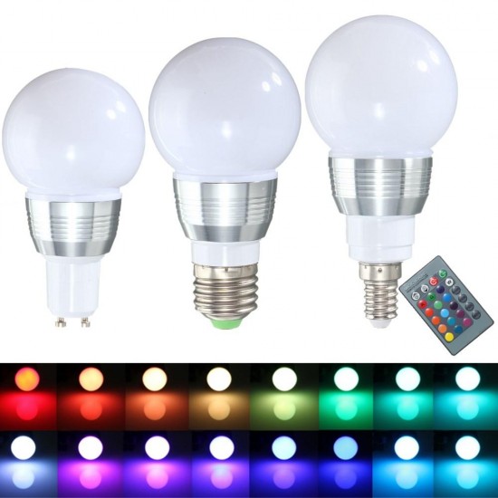 E27 E14 GU10 3W Dimmable Remote Control RGB Color Change LED Lamp Light Bulb 85-265V E27 E14 GU10 3W Dimmable Remote Control RGB Color Change LED Lamp Light Bulb 85-265V