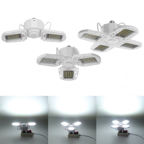 E27 LED Garage Light Bulb Ceiling Fixture Shop Workshop Deformable Lamp Remote