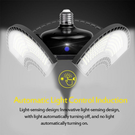 E27 Light Sensor LED Bulb UFO Deformable Folding Garage Lamp Warm White Indoor Outdoor Lighting AC220V