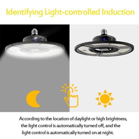 E27 Light Sensor LED Bulb UFO Deformable Folding Garage Lamp Warm White Indoor Outdoor Lighting AC220V