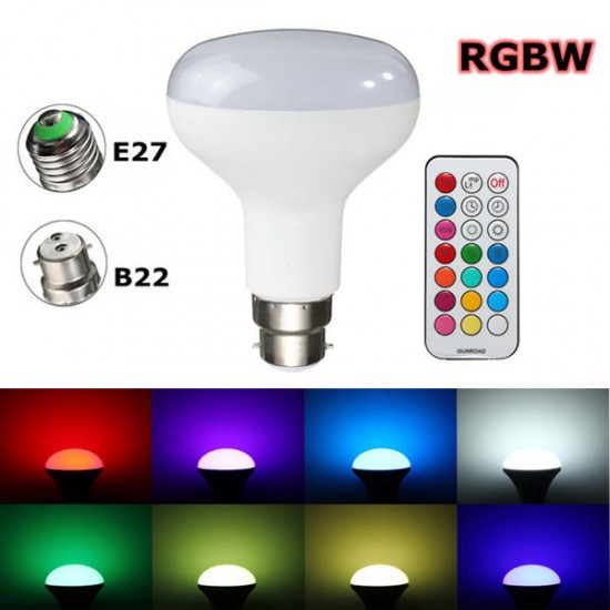 E27/B22 RGBW 10W LED Light Bulbs Colorful Globe Lamp + Remote Control AC85-265V