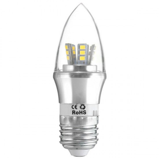 E27/E14/E12/B22/B15 6W LED Warm White/White 25SMD 2835 Silver Candle Light Bulb Lamp 85-265V E27/E14/E12/B22/B15 6W LED Warm White/White 25SMD 2835 Silver Candle Light Bulb Lamp 85-265V