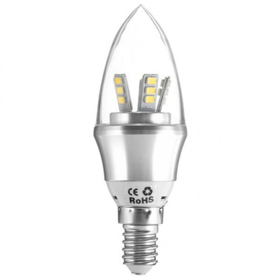 E27/E14/E12/B22/B15 6W LED Warm White/White 25SMD 2835 Silver Candle Light Bulb Lamp 85-265V