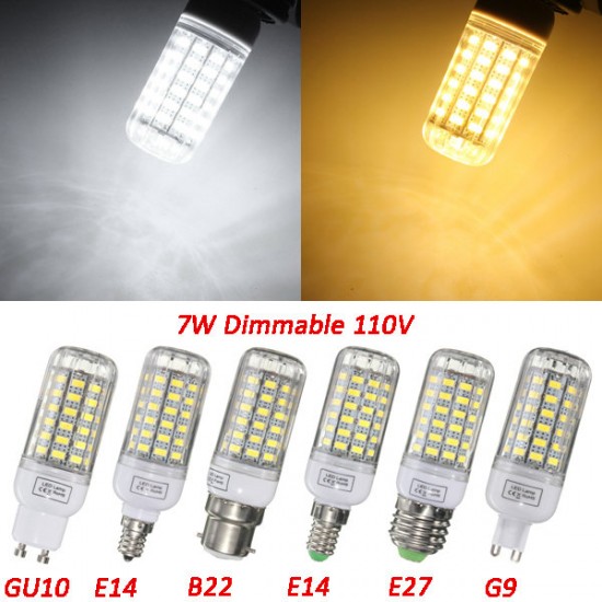 E27/E14/E12/B22/G9 Dimmable 7W AC110V LED Bulb White/Warm White 70 SMD 5730 Corn Light Lamp E27/E14/E12/B22/G9 Dimmable 7W AC110V LED Bulb White/Warm White 70 SMD 5730 Corn Light Lamp