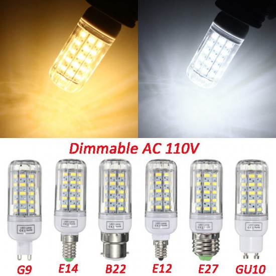 E27/E14/E12/B22/G9/GU10 Dimmable 5W AC110V LED Bulb White/Warm White 50 SMD 5730 Corn Light Lamp