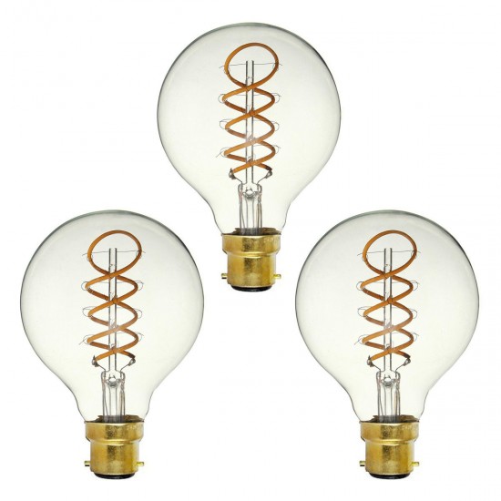 3PCS Dimmable E27 B22 G80 Vintage Amber Glass Shell 3W LED COB Light Bulb for Indoor Home