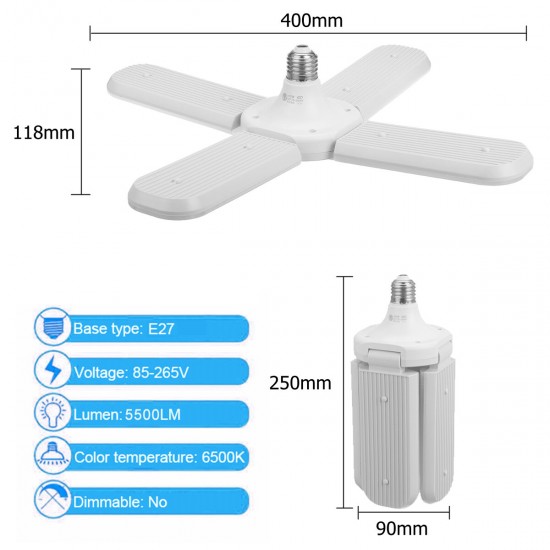 Industrial Lamp Super Bright Industrial Lighting 75W E27 Led Fan Garage Light 6000LM 110-265V 2835 Led for High Bay workshop