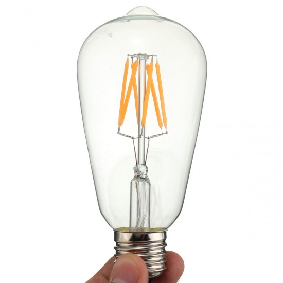 AC85-265V Non-dimmable Warm White 480LM E27 ST64 6W LED COB Light Bulb for Indoor Home