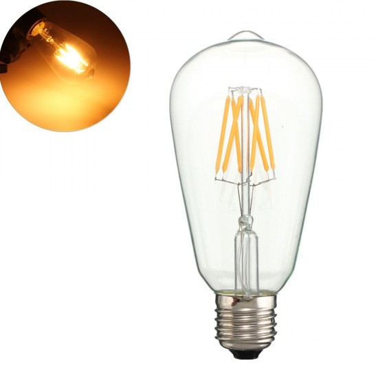 AC85-265V Non-dimmable Warm White 480LM E27 ST64 6W LED COB Light Bulb for Indoor Home