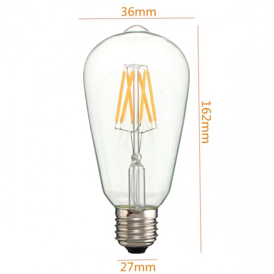 AC85-265V Non-dimmable Warm White 480LM E27 ST64 6W LED COB Light Bulb for Indoor Home