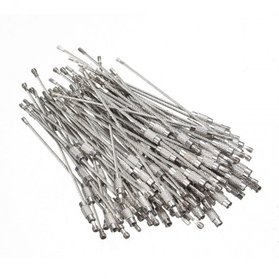 100Pcs Stainless Steel Wires Keychains Carabiner Key Rings Cables Outdoor Hiking 100Pcs Stainless Steel Wires Keychains Carabiner Key Rings Cables Outdoor Hiking