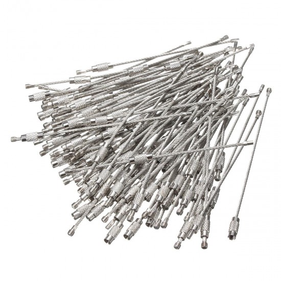 100Pcs Stainless Steel Wires Keychains Carabiner Key Rings Cables Outdoor Hiking 100Pcs Stainless Steel Wires Keychains Carabiner Key Rings Cables Outdoor Hiking