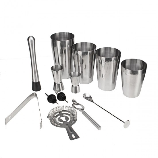 10Pcs Stainless Steel Cocktail Jigger Mixer Bar Drink Shaker Bartender Set Martini Tools Gatherings Parties 10Pcs Stainless Steel Cocktail Jigger Mixer Bar Drink Shaker Bartender Set Martini Tools Gatherings Parties