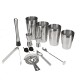 10Pcs Stainless Steel Cocktail Jigger Mixer Bar Drink Shaker Bartender Set Martini Tools Gatherings Parties