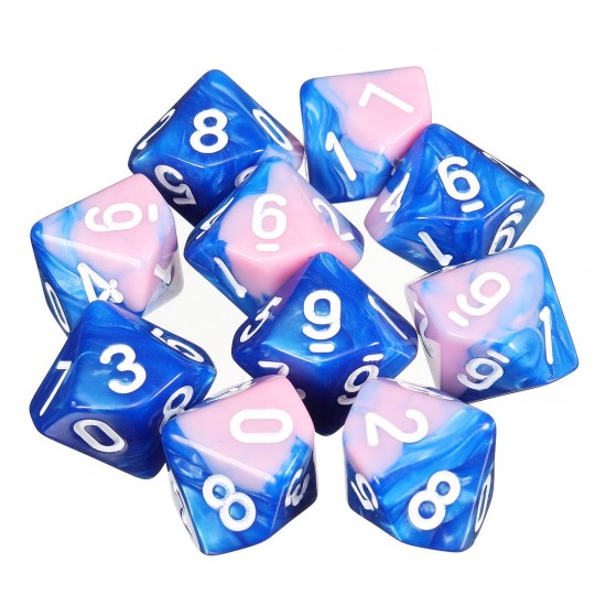 10pcs 10 Sided Dice D10 Polyhedral Dice RPG Role Playing Game Dices w/ bag