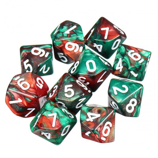 10pcs 10 Sided Dice D10 Polyhedral Dice RPG Role Playing Game Dices w/ bag