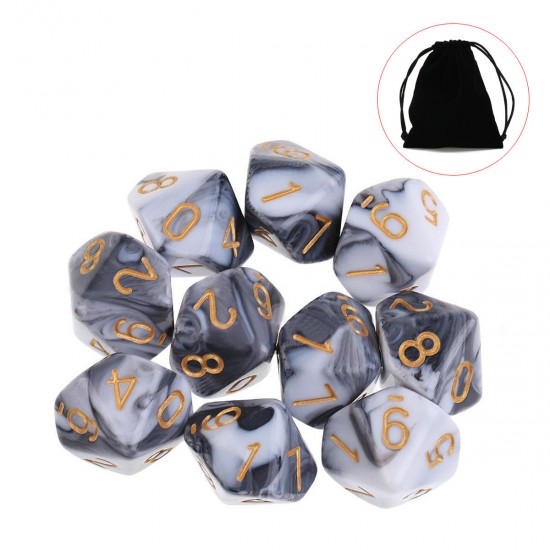 10pcs 10 Sided Dice D10 Polyhedral Dices Table Games EDC Gadget Playing Multisided Dice Table Games