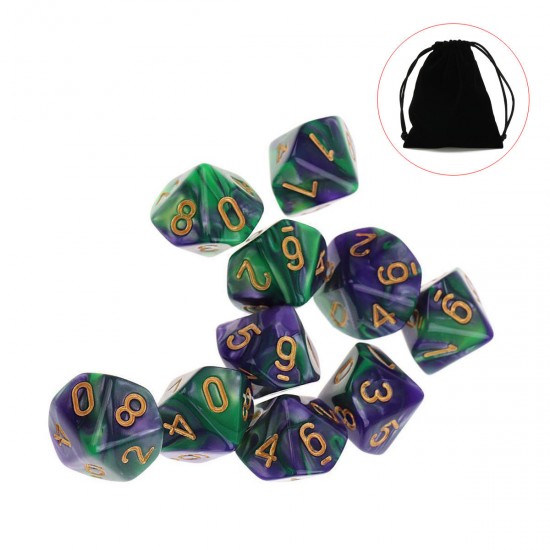 10pcs 10 Sided Dice D10 Polyhedral Dices Table Games EDC Gadget Playing Multisided Dice Table Games