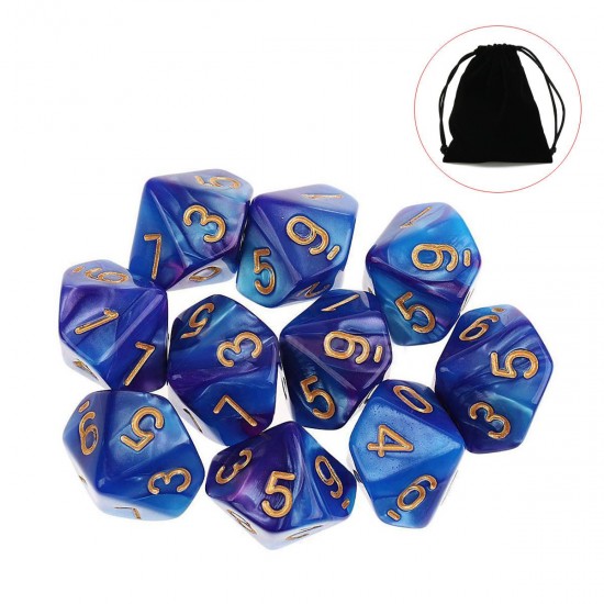10pcs 10 Sided Dice D10 Polyhedral Dices Table Games EDC Gadget Playing Multisided Dice Table Games