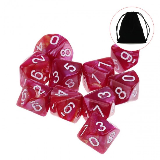 10pcs 10 Sided Dice D10 Polyhedral Dices Table Games EDC Gadget Playing Multisided Dice Table Games